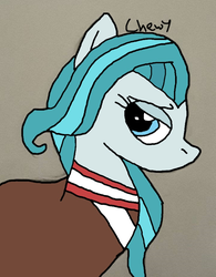 Size: 720x924 | Tagged: safe, artist:chewy-tartz, artist:icicle-niceicle-1517, color edit, edit, lighthoof, earth pony, pony, 2 4 6 greaaat, g4, bust, clothes, colored, eyeshadow, female, makeup, mare, profile, solo, sweater