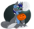 Size: 981x815 | Tagged: safe, artist:cadetredshirt, oc, oc only, pony, unicorn, animal costume, claws, clothes, commission, costume, ear fluff, fangs, full body, full moon, gradient background, halloween, halloween costume, holiday, horn, male, mask, moon, mouth hold, night, nightmare night, nightmare night costume, pumpkin, pumpkin bucket, simple background, sitting, sky, solo, stallion, stars, transparent background, trick or treat, wolf costume, ych result