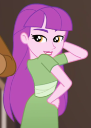 Size: 395x555 | Tagged: safe, screencap, dirk thistleweed, violet wisteria, equestria girls, equestria girls series, g4, how to backstage, spoiler:eqg series (season 2), arm behind head, cropped, female, hand on hip, looking at you, male, offscreen character