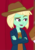 Size: 415x600 | Tagged: safe, screencap, dakota verde, dirk thistleweed, equestria girls, equestria girls series, g4, how to backstage, spoiler:eqg series (season 2), cropped, crossed arms, female, hat, male, offscreen character, raised eyebrow