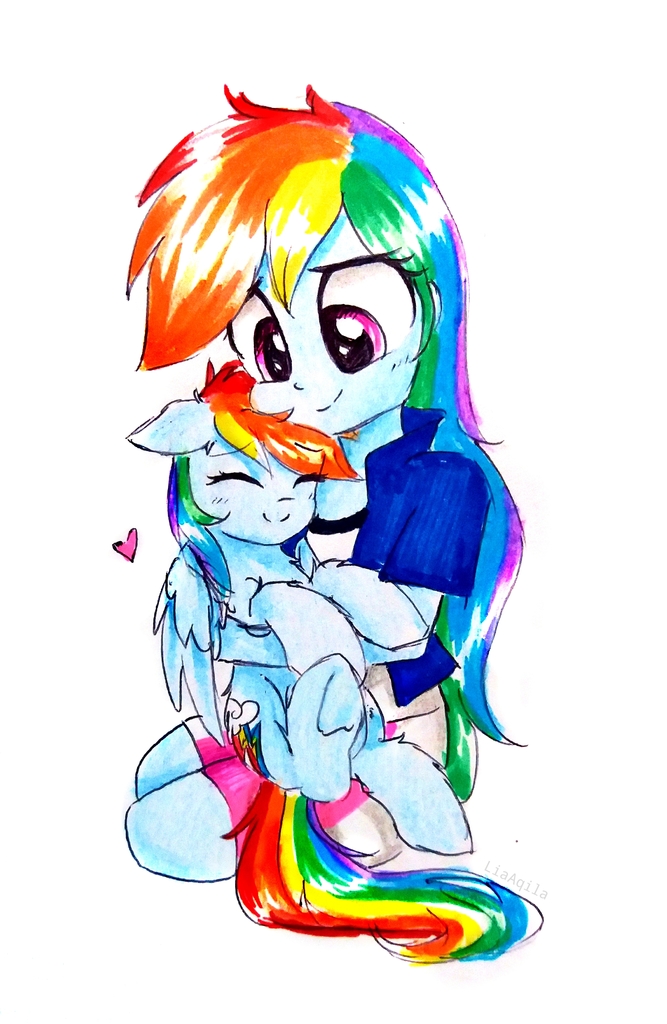 Safe Artist Liaaqila Rainbow Dash Human Pegasus Pony