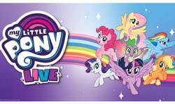 Size: 1772x1048 | Tagged: safe, applejack, fluttershy, pinkie pie, rainbow dash, rarity, spike, twilight sparkle, alicorn, dragon, earth pony, pegasus, pony, unicorn, g4, my little pony live, mane seven, mane six, my little pony logo, twilight sparkle (alicorn)