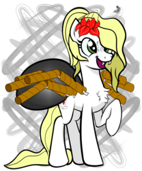 Size: 897x1080 | Tagged: safe, artist:trash anon, oc, oc only, oc:epithumia, earth pony, monster pony, original species, pony, spider, spiderpony, chest fluff, clothes, costume, fangs, flower, flower in hair, googly eyes, green eyes, heart, nightmare night costume, open mouth, raised hoof, smiling, tail