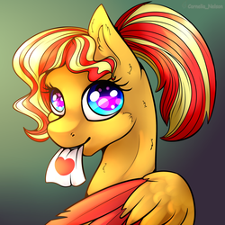 Size: 3000x3000 | Tagged: safe, artist:cornelia_nelson, oc, oc only, pegasus, pony, bust, high res, portrait, simple shading, smiling