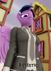 Size: 1080x1488 | Tagged: safe, artist:sugarsweetarts, twilight sparkle, alicorn, anthro, g4, 3d, clothes, disappointed, house, looking down, male, meme, outdoors, pathetic, ponyville, principal skinner, source filmmaker, suit, the simpsons, twilight sparkle (alicorn)