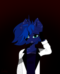 Size: 3096x3800 | Tagged: safe, artist:livitoza, princess luna, alicorn, anthro, g4, clothes, female, high res, looking at you, simple background, solo