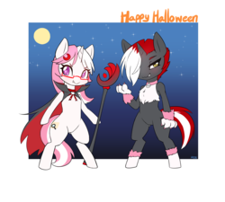 Size: 5000x4500 | Tagged: safe, artist:potzm, oc, oc only, oc:lawyresearch, oc:lawyshadow, pony, unicorn, semi-anthro, bipedal, clothes, costume, cute, female, glasses, halloween, halloween costume, heart, heart eyes, holiday, looking at you, wingding eyes