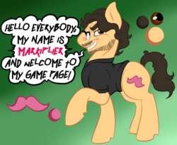 Size: 1000x819 | Tagged: artist needed, source needed, safe, pony, facial hair, markiplier, moustache, ponified