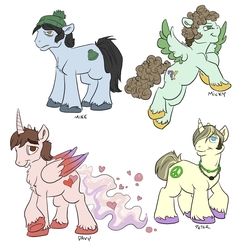 Size: 756x769 | Tagged: safe, artist:chaoskirin, pegasus, pony, unicorn, male, ponified, simple background, stallion, the monkees, white background