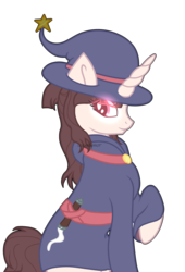 Size: 1024x1503 | Tagged: safe, artist:seaswirlsyt, pony, unicorn, akko kagari, female, hat, little witch academia, mare, ponified, simple background, solo, transparent background, witch hat