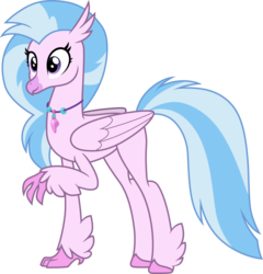 Size: 3000x3124 | Tagged: safe, artist:cloudy glow, silverstream, classical hippogriff, hippogriff, g4, the last problem, .ai available, female, high res, older, older silverstream, raised hoof, simple background, smiling, solo, transparent background, vector