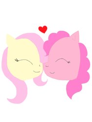 Size: 2448x3264 | Tagged: safe, artist:volcanicdash, fluttershy, pinkie pie, pony, g4, eyes closed, female, heart, high res, lesbian, nuzzling, ship:flutterpie, shipping, simple, simple background