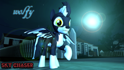 Size: 1920x1080 | Tagged: safe, artist:sky chaser, oc, oc only, oc:wolfy, hybrid, pegasus, pony, wolf, 3d, looking at you, male, solo, source filmmaker, stallion