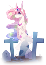 Size: 812x1138 | Tagged: safe, artist:luuny-luna, oc, oc only, oc:sophia rose, alicorn, ghost, monster pony, pony, female, gravestone, mare, simple background, solo, transparent background