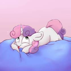 Size: 894x894 | Tagged: safe, artist:rainyvisualz, sweetie belle, pony, unicorn, g4, :p, cute, diasweetes, female, filly, heart, lying down, prone, smiling, solo, tongue out