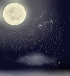 Size: 2300x2500 | Tagged: safe, alternate version, artist:llhopell, oc, oc:hope(llhopell), oc:soffy, earth pony, pegasus, pony, constellation, full moon, high res, light, moon, stars, underhoof