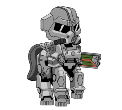 Size: 800x720 | Tagged: safe, artist:ivyredmond, oc, oc only, earth pony, pony, fallout equestria, armor, fanfic, fanfic art, gun, hooves, laser rifle, power armor, simple background, solo, steel ranger, transparent background, weapon