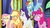 Size: 1920x1080 | Tagged: safe, screencap, applejack, fluttershy, pinkie pie, rainbow dash, rarity, earth pony, pegasus, pony, unicorn, g4, the last problem, female, flying, frown, gritted teeth, mare, raised hoof, spread wings, twilight's castle, wide eyes, wings