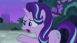 Size: 1920x1080 | Tagged: safe, screencap, starlight glimmer, pony, unicorn, g4, student counsel, female, mare, open mouth, raised hoof, solo