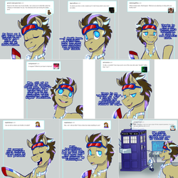 Size: 2254x2254 | Tagged: safe, artist:jitterbugjive, doctor whooves, time turner, oc, oc:neosurgeon, pony, lovestruck derpy, g4, doctor who, goggles, high res, solo, tardis