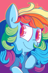 Size: 2400x3600 | Tagged: safe, artist:lamianxious, part of a set, rainbow dash, pegasus, pony, g4, cute, dashabetes, female, hair, high res, mane, mare, red background, simple background, smiling, solo