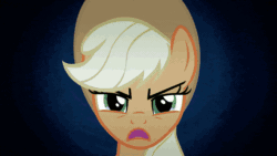 Size: 800x450 | Tagged: safe, screencap, applejack, pinkie pie, rainbow dash, rarity, twilight sparkle, alicorn, earth pony, pegasus, pony, unicorn, bats!, g4, season 4, animated, applejack is not amused, contrast, dark background, female, gif, looking at you, one of these things is not like the others, pink background, pinkie being pinkie, pinkie pie is amused, rainbow dash is not amused, rarity is not amused, simple background, stop the bats, twilight sparkle (alicorn), twilight sparkle is not amused, unamused, varying degrees of amusement