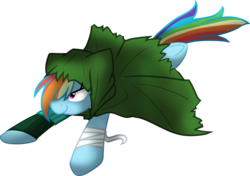 Size: 1951x1371 | Tagged: safe, artist:geraritydevillefort, rainbow dash, pony, g4, cloak, clothes, digital art, fate/extra, fate/grand order, female, robin hood, smiling, solo