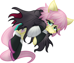 Size: 1429x1212 | Tagged: safe, artist:geraritydevillefort, fluttershy, pony, g4, clothes, digital art, fate/apocrypha, fate/grand order, female, jack the ripper, mare, simple background, solo, transparent background, wrapping