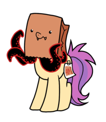 Size: 650x750 | Tagged: safe, artist:paperbagpony, oc, oc only, oc:paper bag, pony, fake cutie mark, female, pentagram, simple background, tentacles, white background