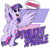 Size: 4000x4000 | Tagged: safe, artist:natsu714, twilight sparkle, alicorn, pony, g4, design, female, flying, modern art, pop art, shirt design, solo, speech bubble, spread wings, twilight sparkle (alicorn), wings