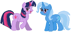 Size: 248x112 | Tagged: safe, artist:mathematiciennejusticiere, trixie, twilight sparkle, pony, unicorn, g4, blushing