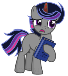 Size: 1024x1147 | Tagged: safe, artist:yourrdazzle, oc, oc only, oc:crescent moon, pony, unicorn, base used, book, female, mare, offspring, parent:king sombra, parent:twilight sparkle, parents:twibra, simple background, solo, transparent background