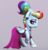 Size: 1609x1671 | Tagged: safe, artist:whiskeypanda, rainbow dash, pegasus, pony, g4, my little pony: friendship is magic, sparkle's seven, alternate hairstyle, bedroom eyes, clothes, cute, dashabetes, dress, ear piercing, earring, eyeshadow, female, hoof shoes, jewelry, looking at you, makeup, mare, megaradash, necklace, piercing, profile, raised hoof, simple background, solo