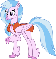 Size: 3000x3124 | Tagged: safe, artist:cloudy glow, edit, vector edit, silverstream, hippogriff, g4, aang, avatar silverstream, avatar the last airbender, clothes, cosplay, costume, female, high res, older silverstream, raised claw, simple background, solo, transparent background, vector