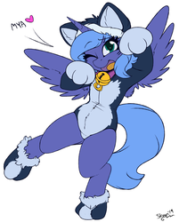 Size: 2650x3300 | Tagged: safe, artist:skoon, princess luna, alicorn, pony, semi-anthro, g4, adorasexy, animal costume, bell, bell collar, cat costume, cat ears, catsuit, clothes, collar, colored, costume, cute, female, filly, flat colors, halloween, halloween costume, high res, holiday, looking at you, lunabetes, mare, one eye closed, open mouth, pale belly, paw socks, princess mewna, s1 luna, sexy, simple background, solo, spread wings, white background, wings, wink, woona, younger
