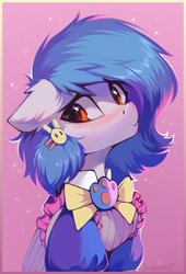 Size: 1132x1669 | Tagged: safe, artist:share dast, oc, oc only, earth pony, pony, blushing, bust, clothes, solo