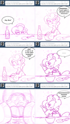 Size: 1002x1772 | Tagged: safe, artist:pippy, pinkie pie, earth pony, pony, pinkiepieskitchen, g4, apron, ask, bottle, bowl, clothes, comic, drunk, female, solo, spoon, tumblr