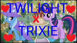 Size: 1280x720 | Tagged: safe, edit, edited screencap, screencap, trixie, twilight sparkle, pony, g4, female, lesbian, ship:twixie, shipping, shipping domino