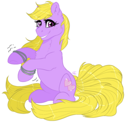 Size: 1524x1488 | Tagged: safe, artist:ali-selle, oc, oc:flossy tail, earth pony, pony, bracelet, jewelry, multiple tails, smiling