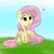 Size: 1000x1000 | Tagged: safe, artist:jen-neigh, fluttershy, pegasus, pony, g4, cute, female, heart, mare, one wing out, open mouth, outdoors, shyabetes, sitting, smiling, solo, three quarter view, wings