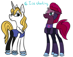 Size: 1280x999 | Tagged: safe, artist:tempestintheponyvile, prince blueblood, tempest shadow, pony, g4, berryblood, female, ice skating, male, shipping, straight