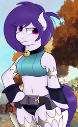 Size: 1680x2749 | Tagged: safe, artist:spk, oc, oc only, pony, semi-anthro, arm hooves, belly button, belt, clothes, cosplay, costume, jewelry, midriff, ms. fortune, necklace, outfit, skullgirls, sports panties