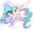 Size: 1405x1334 | Tagged: safe, artist:b.w., princess celestia, alicorn, pony, g4, crown, curved horn, cute, cutelestia, female, hoof shoes, horn, jewelry, mare, missing cutie mark, peytral, regal, regalia, solo, spread wings, wings