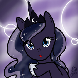 Size: 500x500 | Tagged: safe, artist:b.w., princess luna, alicorn, pony, g4, :o, bust, crown, cute, eye clipping through hair, female, hoof shoes, jewelry, lunabetes, mare, open mouth, pixiv, portrait, regalia, solo