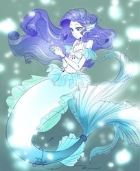 Size: 980x1200 | Tagged: safe, artist:5mmumm5, rarity, mermaid, equestria girls, g4, anime, beautiful, belly button, breasts, cleavage, female, mermaidized, mermarity, midriff, solo, species swap