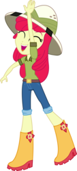 Size: 3032x6713 | Tagged: safe, artist:marcorulezzz, apple bloom, equestria girls, g4, my little pony equestria girls: summertime shorts, the canterlot movie club, adorabloom, boots, clothes, cute, eyes closed, female, hat, jeans, open mouth, pants, shirt, shoes, simple background, solo, transparent background, vector