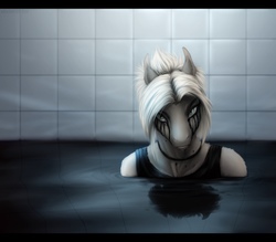 Size: 1600x1400 | Tagged: safe, artist:dementra369, earth pony, anthro, black tears, blonde, fanart, male, ponified, sad, solo, the rasmus