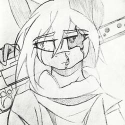 Size: 1080x1080 | Tagged: safe, artist:fanliterature101, oc, oc only, oc:tenacity, earth pony, anthro, fallout equestria, bust, fallout, female, mare, portrait, synth, traditional art