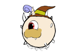Size: 1600x1200 | Tagged: safe, artist:uncreative, oc, oc only, oc:regal inkwell, pony, :3, cacodemon, doom, hat, solo