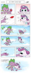 Size: 2550x5904 | Tagged: safe, artist:loreto-arts, princess flurry heart, spike, alicorn, dragon, pony, comic:mr.spike's alicorn flurry, g4, 2018, baby, baby pony, comic, cute, female, filly, flurrybetes, gem, miss kobayashi's dragon maid, petting, reference, ruby, spikabetes, sweat, sweatdrop, uncle and niece, uncle spike, winged spike, wings